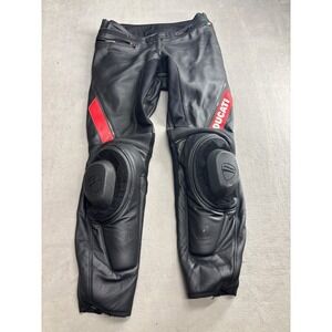 Ducati Leather Motorcycle Riding Pants Black Red Knee Sliders Men's Size 50